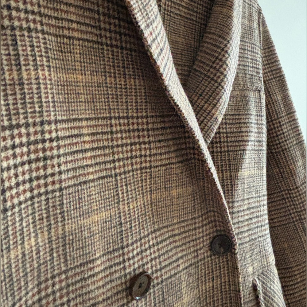 Classic Brown Houndstooth Wool Blazer - Picture 3 of 7